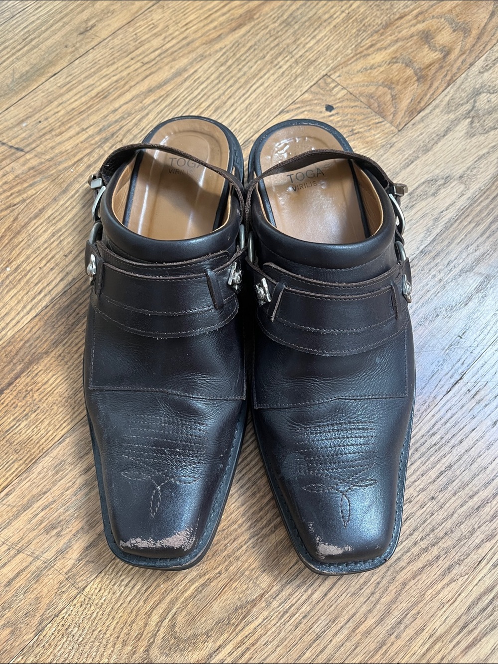 TOGA Dark Brown Men’s Leather Slip-On Buckle Loafers